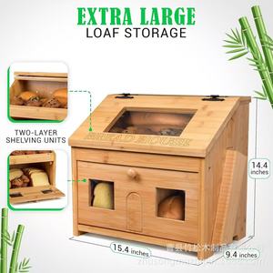 กล่องขนมปังไม้ไผ่ Bread House ความจุขนาดใหญ่ สองชั้น พร้อมที่เก็บมีด อุปกรณ์จัดระเบียบครัวสำหรับร้านเบเกอรี่ - Product Image 4