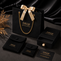 Caja de Embalaje de Joyería de Lujo Personalizada DEQI, Caja de Papel con Cajón para Joyería, Bolsa para Joyas y Bolsas de Embalaje, Juego de Embalaje para Joyería