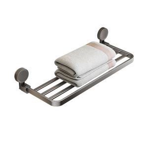 Aluminum Alloy <b>Foldable</b> Towel Rack Suction Mounted Wall Mounted Bathroom Towel Holder Minimalist Design - Product Image 5