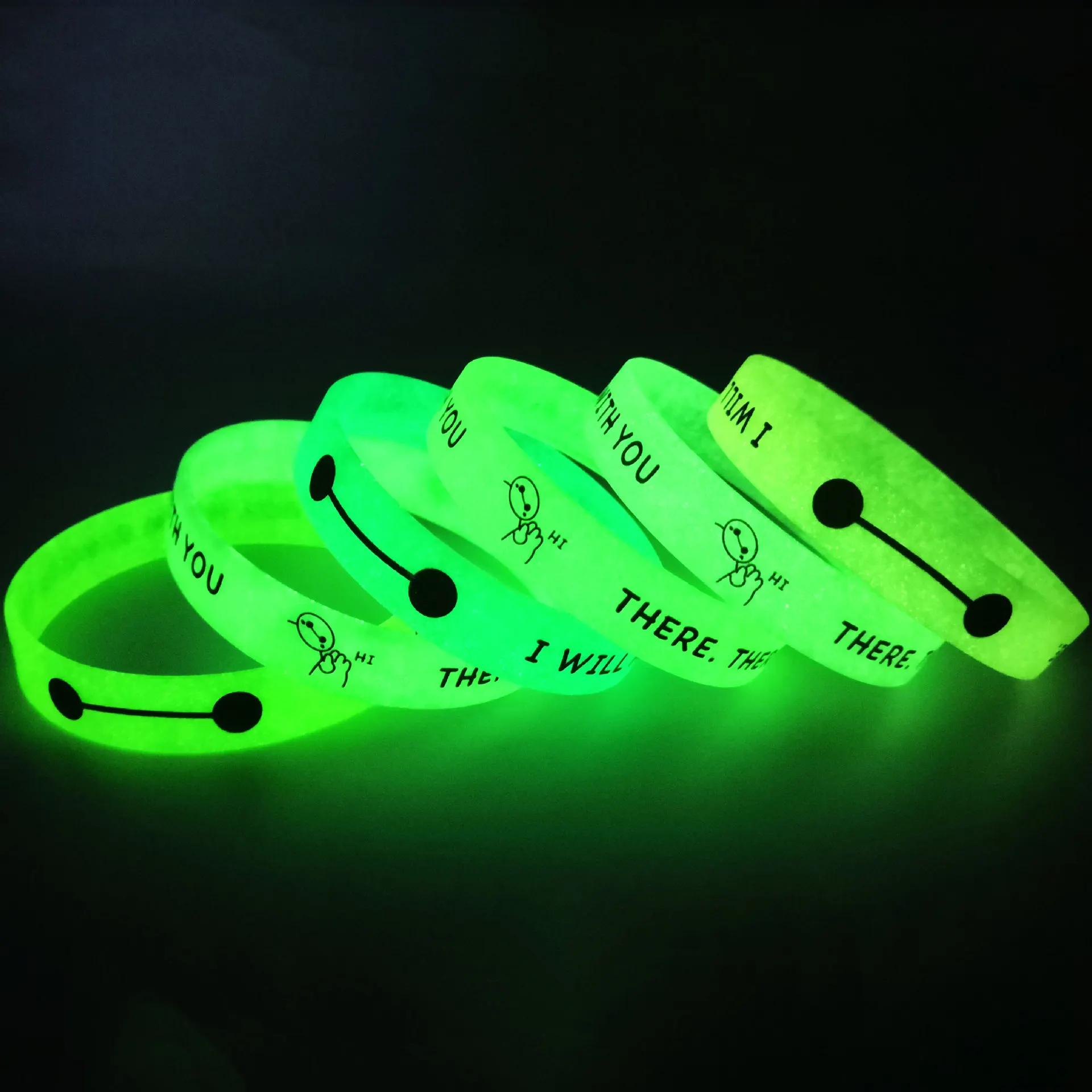 Pulseiras de silicone personalizadas para esportes ao ar livre promocionais pulseiras de silicone luminosas brilhantes
