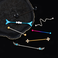 2025 plomb l'acier inoxydable Cool industriel haltère barre d'oreille Piercing Cartilage boucle d'oreille boîte d'expédition bijoux en gros