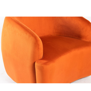 Sillón moderno de gran tamaño Sillón de terciopelo de color naranja francés y base giratoria - Product Image 5