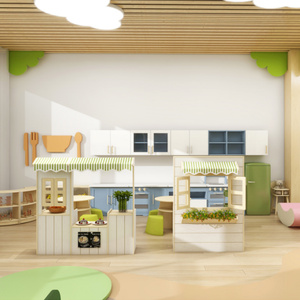 สนามเด็กเล่นแบบมีสไลเดอร์บ้านต้นไม้ทำจากไม้เชิงพาณิชย์ออกแบบได้ตามต้องการสำหรับเด็กเล่นโซนครอบครัวคาเฟ่ในร่ม - Product Image 3