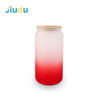 Canettes en verre colorées 16 oz, dégradé, entrepôts européennes et américaines, tasses pour Sublimation, couvercle et pailles en bambou