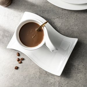 Set di Tazze da <span class=keywords><strong>Caffè</strong></span> con Portabiscotti, Tazza da Tè Unica con Piattino, Tazza in Ceramica Bianca, Tazze Vajjila, Set di Tazze in Porcellana per Arredamento Tavola - Product Image 4