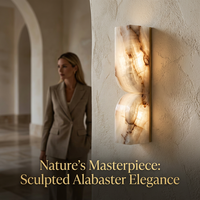 Applique murale de luxe en albâtre espagnol, style Art Déco moderne, en pierre naturelle, pour éclairage de couloir d'hôtel de luxe, vente en gros
