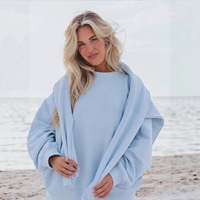 Nouvel ensemble décontracté pull col rond et pantalon à manches longues en polaire couleur unie pour femme, en polyester