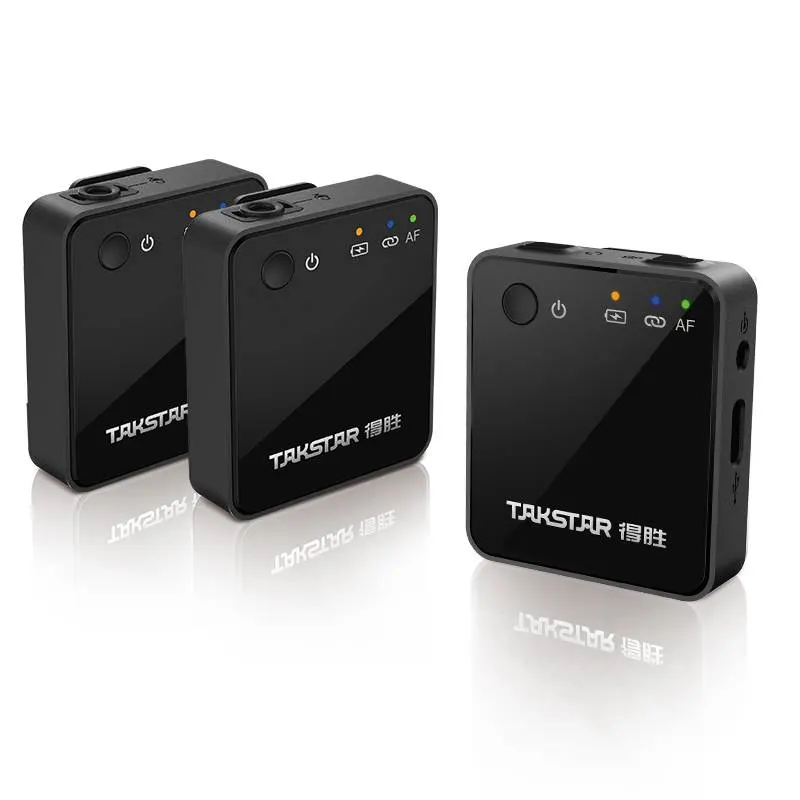 ميكروفون TAKSTAR V1 بتصميم أصلي من المصنع 2.4g نظام ميكروفون لاسلكي مصغر لملفات الفيديو والصور والتسجيل الصوتي والبث المباشر للمقابلات