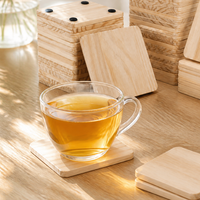 Sous-verres carrés en bois à succès avec points antidérapants en silicone pour table à café et sous-verres à thé