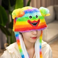 Sombrero de monstruo de oso brillante para Navidad, gorro de felpa con orejas parpadeantes Led, para saltar, para niños y adultos, vestido Pop-Up con orejas, para invierno
