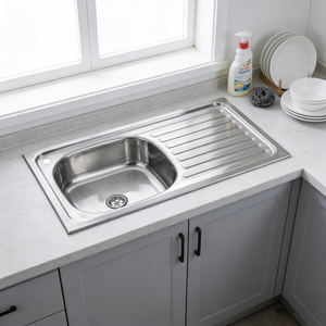 Wastafel Dapur Stainless Steel Profesional Terintegrasi dengan Drainer, Harga Pabrik - Product Image 1