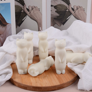 Bougie parfumée en forme de chat, sans gouttes, design animalier blanc, pour la décoration intérieure, toutes saisons - Product Image 2