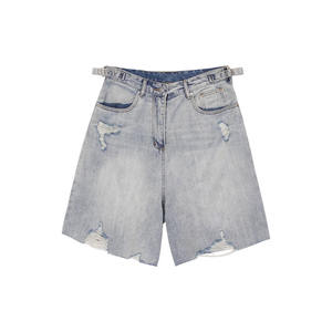 กางเกงยีนส์ขาสั้นสไตล์อเมริกันแบรนด์เทรนดี้ ลุคดิสเทรส ซักฟอก ผ้าทอ ระบายอากาศ กันน้ำ ทรงตรง ความยาวปานกลาง สำหรับผู้ชาย ใส่สบายๆ ในฤดูร้อน BSLN - Product Image 1