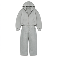 Ensemble de survêtement 2 pièces pour homme : sweat à capuche zippé surdimensionné 450 GSM et pantalon large, personnalisable avec logo, style streetwear
