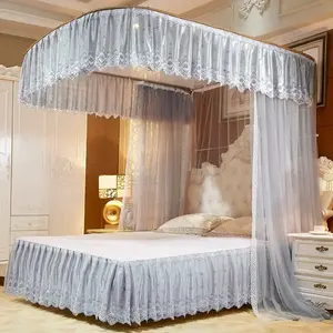 <span class=keywords><strong>มุ้ง</strong></span>ครอบเตียงหรูหราทรงสี่เหลี่ยมแบบมีเสา ตกแต่งด้วยลูกไม้สไตล์เจ้าหญิง สำหรับตกแต่งห้องนอน - Product Image 2