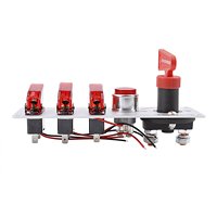 Panel de interruptores de encendido de carreras 5 en 1 de 12V, de aluminio con LED rojo, interruptor de palanca para arranque de motor y batería, para coches de carreras y camiones