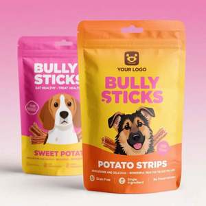 Bolsas de comida ecológicas reciclables personalizadas, bolsa Ziplock vertical, impresión en huecograbado para golosinas para perros/bocadillos para gatos, bolsas a prueba de fugas - Product Image 1