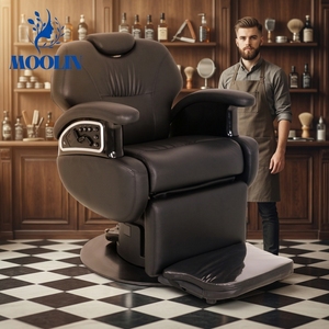 Fauteuil de coiffure électrique de luxe MOOLIN en cuir noir robuste pour hommes – Qualité supérieure pour salon de beauté moderne - Product Image 1