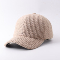 Casquette de baseball d'hiver douce et moelleuse en tricot avec visière incurvée, chapeau décontracté chaud pour femme, vente en gros, logo personnalisé