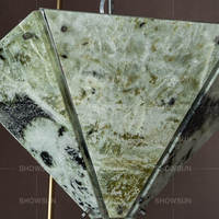 Lustre moderne de luxe en albâtre, luminaire suspendu unique en marbre naturel vert, LED pour chambre à coucher, salle à manger, villa
