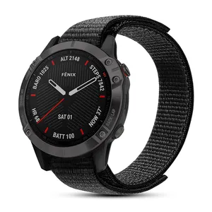 20 22 26mm 나일론 스트랩 Garmin Fenix 7X 6 6S 6X Pro 5 5S 5X Plus 후크 및 루프 Garmin Quatix 6 5 용 빠른 드라이 시계 밴드