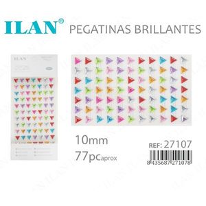 Ilan Adesivi Brillanti Triangolari Multicolore 10mm, circa 77 pz - Product Image 3