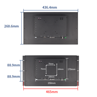 Écran large 18,5 pouces HD 1920x1080 IPS, montage mural VESA, VGA, écran LCD industriel à cadre ouvert, moniteur