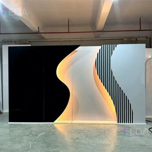 Custom S-Shape Black Acrylic <b>Backdrop</b> for Weddings and Events Smooth Stage Decoration Panel for Birthdays - Product Image 1