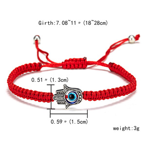 Braccialetto Personalizzabile con <span class=keywords><strong>Occhio</strong></span> di Allah, Bracciale Regolabile Portafortuna Fatto a Mano con Filo Rosso, Protezione Kabbalah per Famiglia, Donne e Uomini - Product Image 3