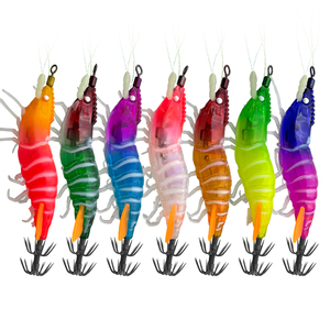 Leurre de pêche en eau salée phosphorescent en forme de <span class=keywords><strong>crevette</strong></span>, calmar ou <span class=keywords><strong>crevette</strong></span> artificielle, avec billes sonores, pattes souples et aile de queue - Product Image 1