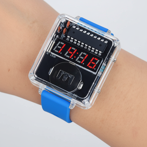 Reloj Electrónico DIY Transparente Creativo con Microcontrolador, Pantalla Roja, Tubo Digital, Unisex, Divertido Accesorio DIY - Product Image 1