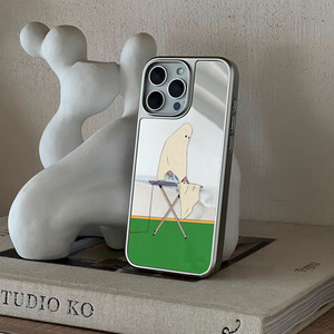 Funda para Teléfono Plateada de Alta Calidad, Apta para iPhone 17 16 15 14 13 Pro Max, Funda con Espejo Etéreo y Tranquilo - Product Image 3