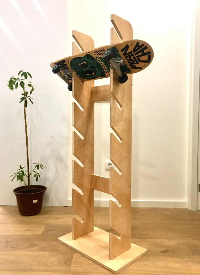 Apache Customized Modern Wooden Powder Coated Storage Display Rack with Easy Assembly for Skateboard/Snowboard Floor Stand Store — view 3