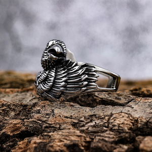 Anillos de Moda de Joyería Fina con Diseño de Cabeza de Águila Doble de la <span class=keywords><strong>Serie</strong></span> Animal, Material Envolvente, para Hombre y Mujer - Product Image 3