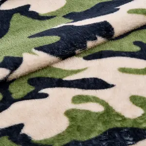 Dua sisi kamuflase cetak pendek Pile Velour flanel kain bulu untuk selimut