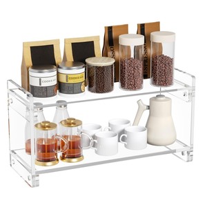 Organizador de Estación de Café de 2 Niveles de Acrílico, Estante de Almacenamiento de Accesorios para Barra de Café para Tazas, Granos, Jarabes, Cucharas y Agitadores - Product Image 1