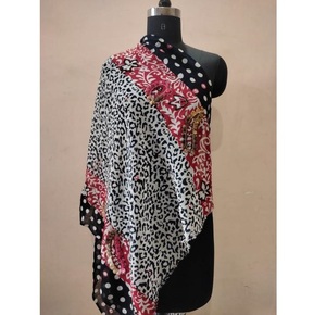 Châle d'hiver pour femme, léger, 100% laine mérinos, coupe-vent, doux au toucher, chaud et confortable, imprimé à la main avec motif Emb, tendance - Product Image 3