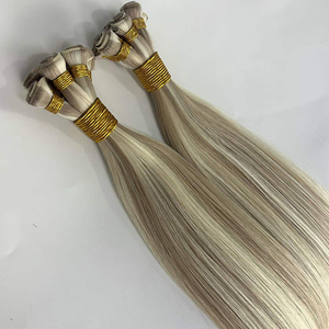 Extensions de cheveux 100% Remy vierges russes blondes, tissées à la main, avec base en PU sans couture, double épaisseur, qualité 12A, Genius Weft - Product Image 1