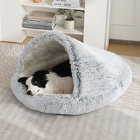 Modernes Rundes Langes Plüsch-Haustierbett für Katzen Hunde Kleintiere Warm Weich Winter Innenbereich Kartonverpackung