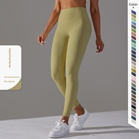 Geen schaamtegevoel, dubbelzijdig geschuurd, naakt, ademend, yoga cropped broek, hoge taille, heup peach, strakke sportfitnessbroek