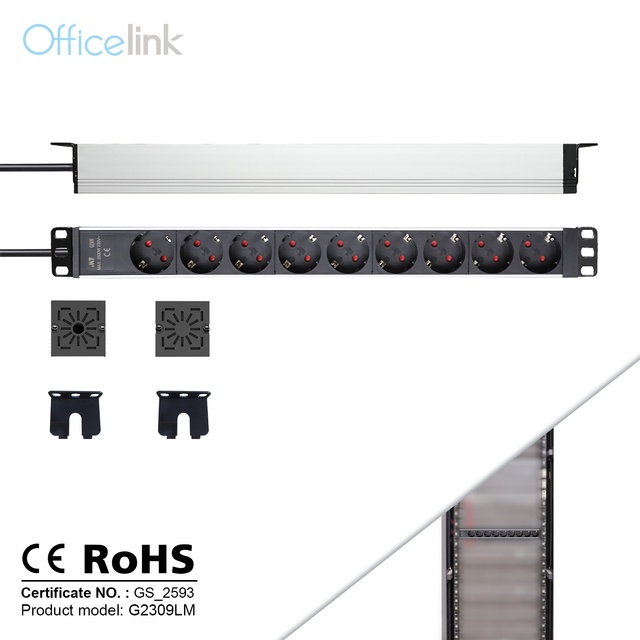 German Sockets PDU Rack Mount with Adjustable Bracket