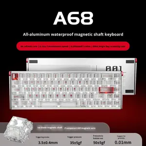 <span class=keywords><strong>Clavier</strong></span> de jeu et de bureau A68 mécanique USB Type-C filaire en alliage d'aluminium à axe magnétique RGB programmable étanche Delta - Product Image 6