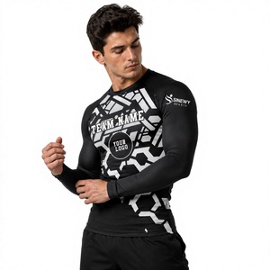 Nouveau T-shirt de compression de boxe SINEWY SPORTS à manches courtes, imprimé par transfert thermique, extensible, séchage rapide, durable et léger - Product Image 1