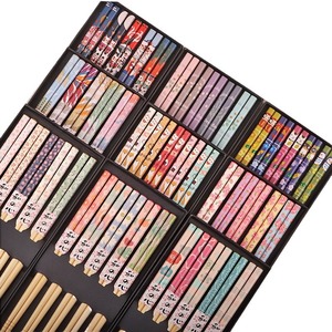 Juego de 5 Pares de Palillos de Bambú Hechos a Mano, Reutilizables, Estilo Japonés, de Madera Natural, con Diseño de Gato y Flores, Multicolores - Product Image 5