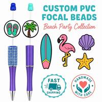 Décorations personnalisées pour stylos et porte-clés en PVC 2D, thème plage, avec breloques planche de surf, coquillage, étoile de mer, ananas, pour la personnalisation de stylos et porte-clés DIY
