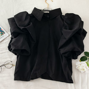 Camicie Estive da Donna a Maniche Corte, Tinta Unita, Moda Casual, Vendita all'Ingrosso di Boutique - Product Image 2