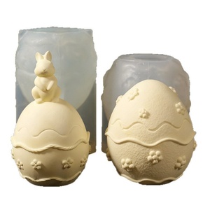 TangChu New Easter Egg Bunny and Flower Silicone Egg-shaped Mold for Candles, Resin Charms and Whimsical <b>Tabletop</b> Decorations - Product Image 5