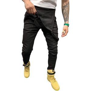Combinaison en jean slim pour homme 2025 avec poches, style streetwear hip-hop, décontractée, grande taille, salopette à bretelles, lavage coloré - Product Image 3