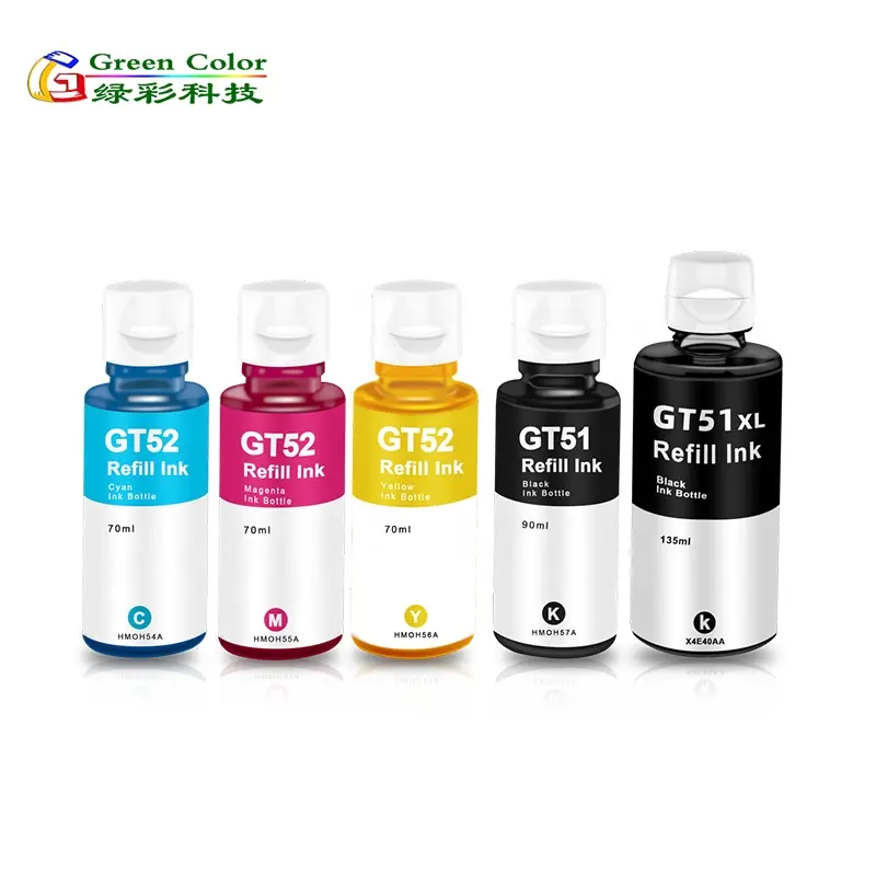 Nueva botella de tinta a base de agua GT51XL GT51 GT52 tinta de tinte adecuado para HP GT5810 GT5820 310, 318, 319, 410, 418, 419