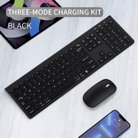 Venta al por Mayor, Precio de Oferta, Teclado y Ratón Inalámbricos BT+2.4G Portátiles con Diseño Ergonómico de 108 Teclas para Computadora Portátil y Tableta con Windows